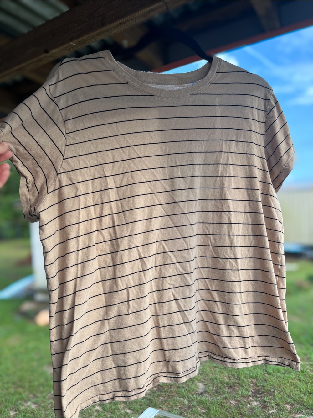Universal Thread Beige Striped Short Sleeve Tee